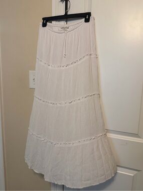 No Boundaries White Tiered Maxi Skirt